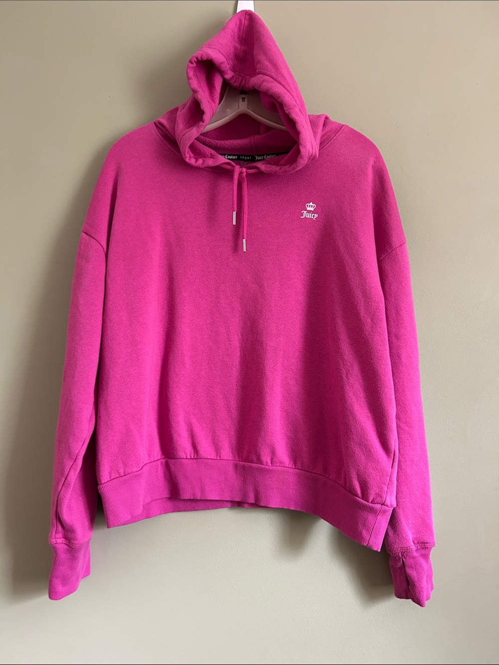Juicy Couture Sport Wildcat Bright Pink Pullover Hoodie Size L